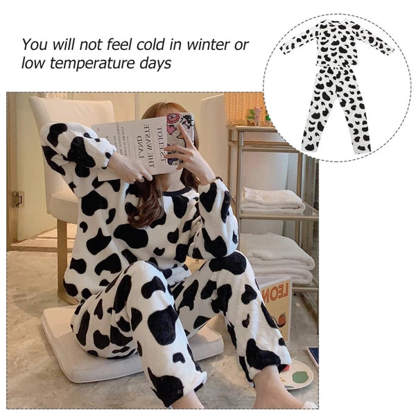 Loungewear Sets for Women Miss Woman Warm Pajamas Flannel Nighty