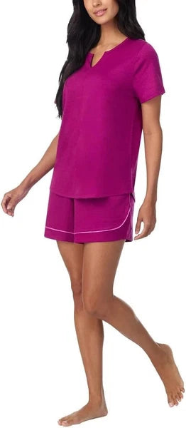 Carole Hochman Midnight Women’s 3 Piece Elastic Waistband PJ Set, Pink, L