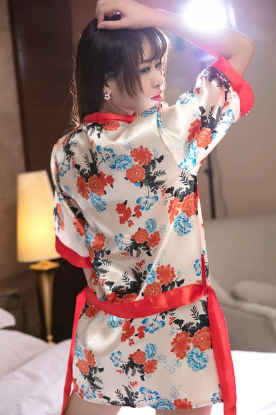 Women Sexy Lingerie Set Japanese Kimono Floral Costume Sleepwear Clubwear
