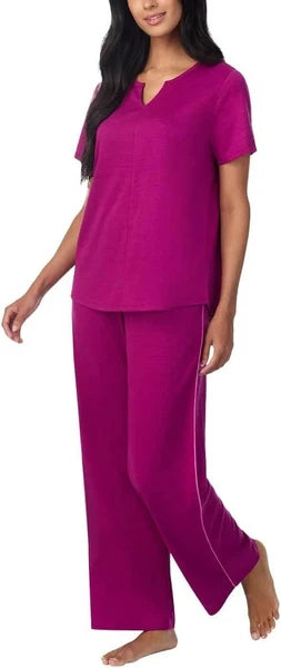 Carole Hochman Midnight Women’s 3 Piece Elastic Waistband PJ Set, Pink, L