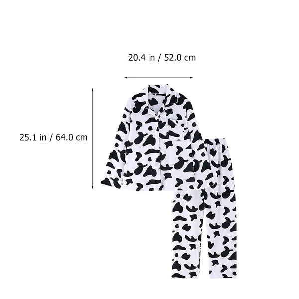 1 Set Women Long Sleeve Sleepwear Long Pants Home Cow Pattern Pajamas (L)