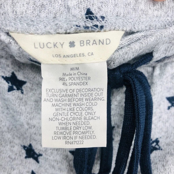 Lucky Brand 4 Piece Women Gray Star Polyester Nightwear Pajama Set Medium Soft