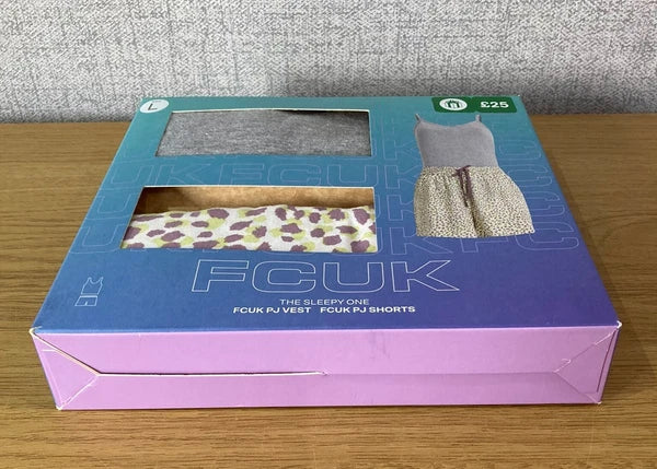 FCUK French Connection Pyjamas Size Large 14 16 PJ Vest & Shorts Sleepy Gift Set