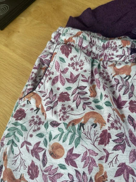 Fat Face Ladies Woodland Fox Print Leggings Trouser & Top Sleepwear Set Size: 8