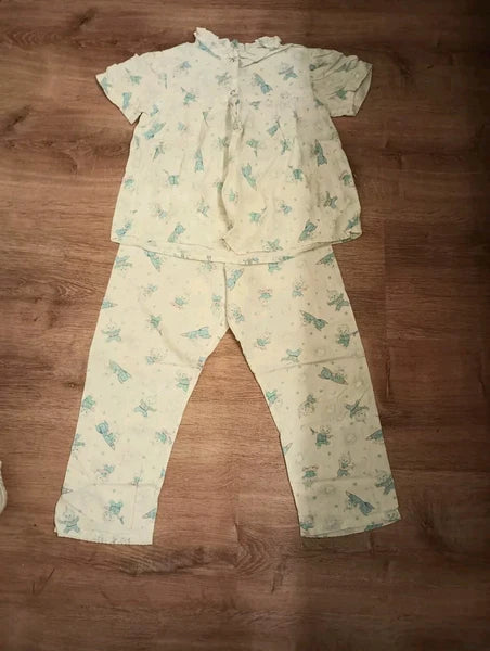 Vintage 1970's Baby Blue Two Piece Pajama  Set, Girls Size in Pictures Rockets