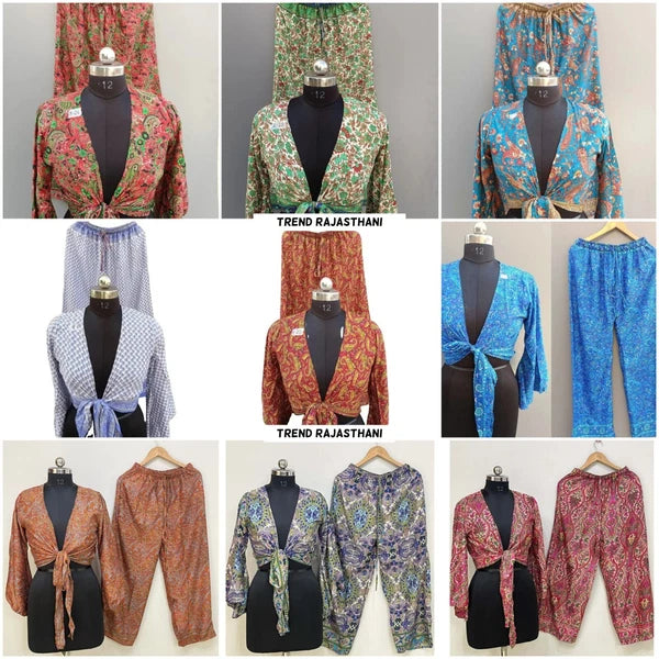 5 PJ Set Women Silk Pajamas Set Long Sleeve Button-Down Sleepwear Loungewear