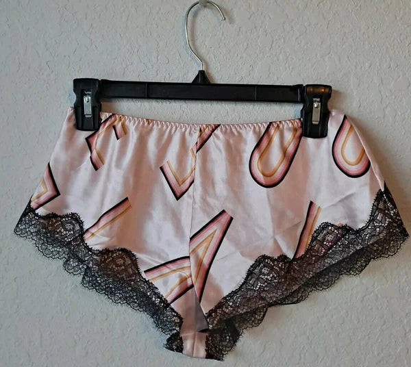 VICTORIA SECRET SATIN/ LACE PAJAMA SLEEP LOUNGE SHORT Color Rose/Pink XS NWT