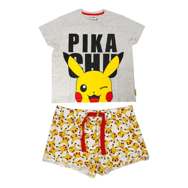 Ladies Womens POKEMON PIKACHU Shortie Short Pyjamas Pjs SIZE 10-12