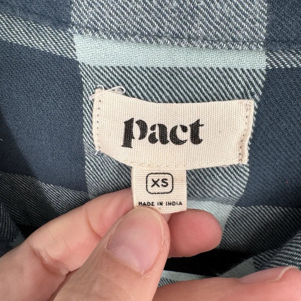 Pact pajama set xs green check plaid organic cotton cabin cozy outdoor gorpcore