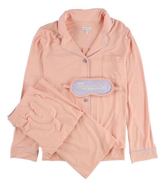 P.J. Salvage Womens 3 Pc Paradise Pajama Set, Orange, Small